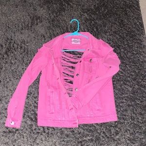 Sold! Distressed Pink Denim Jacket❤️😍‼️